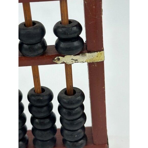 Vtg MCM Chinese Abacus Abaci 11 Digits Rods Calculator Core Wood Wooden 10 X 5 - Picture 8 of 11